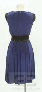 Rag & Bone Royal Blue & Black Herringbone Print Silk Sleeveless Dress 