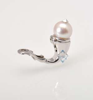 Bvlgari 18K White Gold Diamond Pearl Earrings  