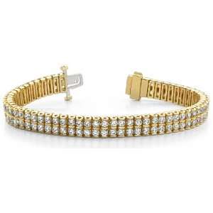 18k Yellow Gold, Two Row Diamond Bracelet, 11.64 ct. (Color HI 