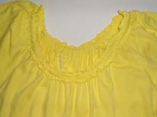 GRACE ELEMENTS Yellow Ruffle Scoop Neck Short Sleeve Shirt Top L NWT 