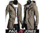 PJ Mens Casual Zipper Slim fit Long Trench Coat Winter Outerwear 