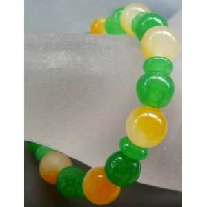  Yellow Green Jade Beads Elastic Bracelet 