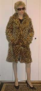BETSEY JOHNSON HAIRY FAUX FUR LEOPARD ANIMAL PRINT DESIGN COAT S XS 