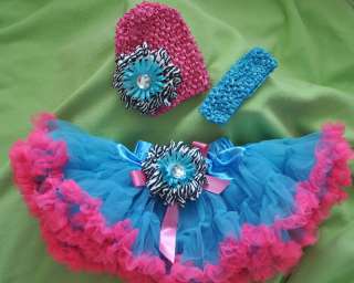 TuTu skirt Crochet Beanie band bow baby girl bright red  