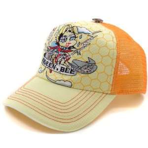  Yellow Queen Bee Orange Bling Embroidered Baseball Hat 