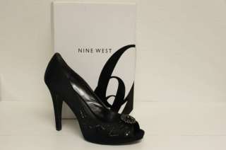 Nine West Womens Eyelight Open Toe Pump Black Size 9.5M  