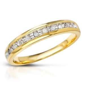  Gentlemens Channel Ring With Genuine Diamonds Yellow Gold 