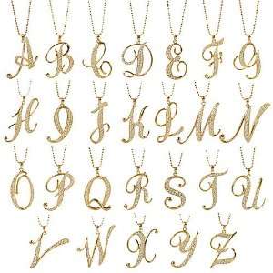  Gold Tone Initial Pendant Necklace   Choices A to Z 