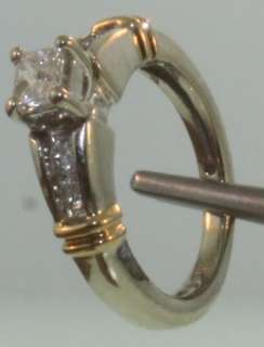 14k white yellow gold princess diamond engagement ring  