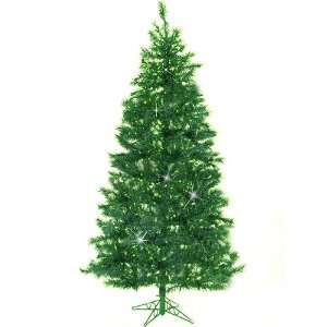   Green Pre Lit Laser Tinsel Artificial Christmas Tree   Green Lights