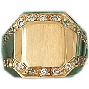  14kt Yellow Gold Cz Signet Ring Jewelry