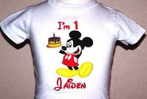 MICKEY MOUSE BIRTHDAY CAKE T SHIRT BABY PERSONALIZED  