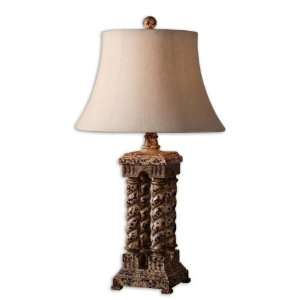  Heavily Distressed Lamp with Aged Ivory Finish