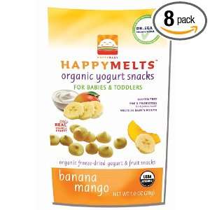 HAPPYMELTS Organic Yogurt Snacks for Babies & Toddlers, Banana Mango 