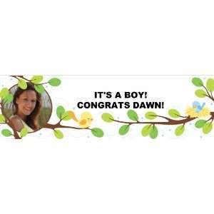 Sweet Tweet Blue Baby Shower Personalized Photo Banner Large 30x 100