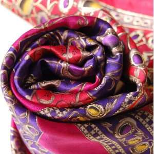   satiny silk scarf with metallic details 34*34 hand rolled hems #51