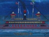 NY FERRY HOBOKEN LACKAWANNA SHIP SIGNED WELSH FOLK ART  