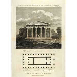  1817 Copper Engraving Temple Theseus Hephaestus Athens 