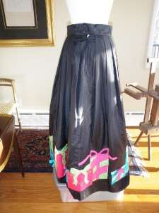 Lilly Pulitzer Long Black Silk Holiday Party Skirt Presents Gifts Bows 