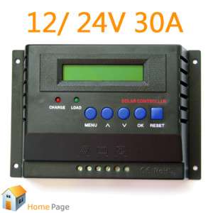 30A LCD Solar Panel Power Regulator Controller Converter Auto 12V/ 24V 