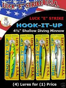 Luck E Strike * Hook It Up * Minnow *[Set of 4 Lures]  