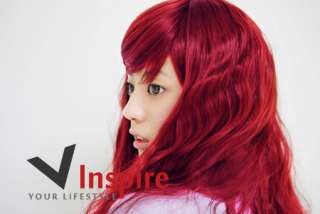 NWT Stylish Long Candy Apple Red Curly Hair Wig  