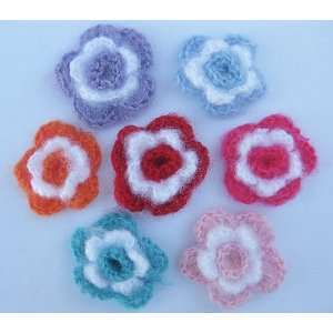 35pc Assorted 7 Color Crochet Flowers Applique Embellishment CR73