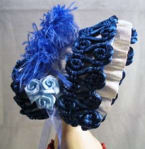 Royal Blue a OOAK Fashion Doll Bonnet on my Gene Marshall Doll  