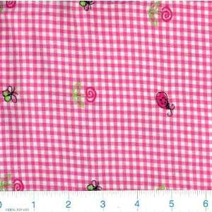  40 Wide Stretch Embroidered Gingham Pink Fabric By The 