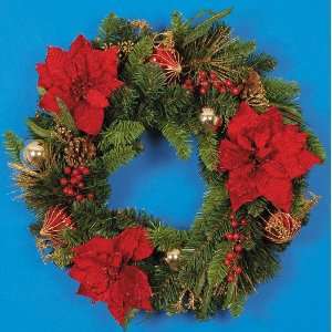  Christmas Decorated Mixed Pine Poinsettia Wreath PVC Pine Decorated 