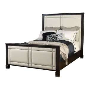 Astoria Ivory Leather Hollywood Regency Style King Bed  