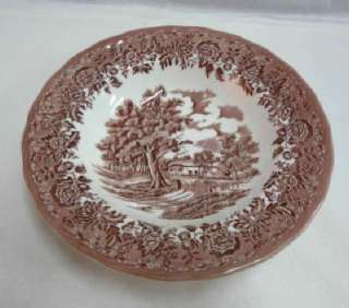 GRINDLEY COUNTRY STYLE PATTERN PINK RIM SOUP BOWL  