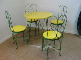 table & 4 chairs metal outdoor indoor ice cream parlor  