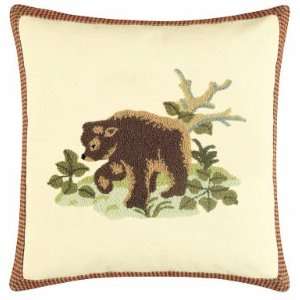 Bear Hooked Wool Pillow