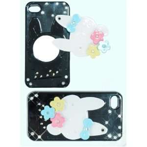  Designer Case with Pink Cute Bunny Rabbit Mirror for Apple Iphone 4 