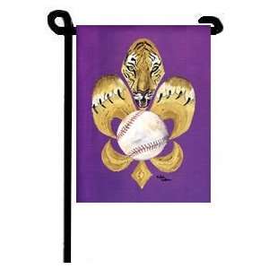  Fluer De Lis Tiger Baseball Flag Garden Size 11 X 15 