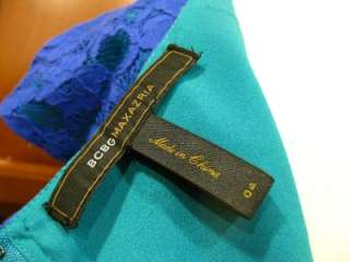 NEW$248 BCBG MAX AZRIA RORY LACE Cap Sleeve Belt COCKTAIL DRESS Blue 