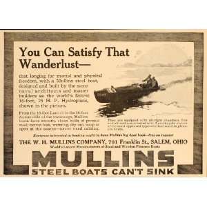  1916 Vintage Ad Mullins Steel Boat Hydroplane Salem OH 