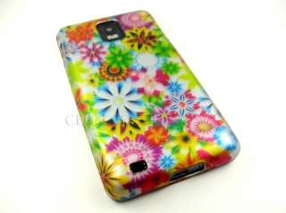 SAMSUNG INFUSE 4G WHITE GREEN PURPLE FLOWERS COVER CASE  