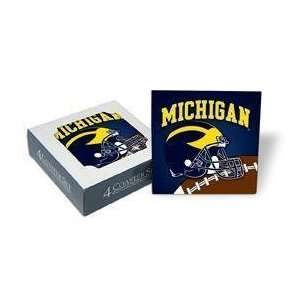 Set of 4 Ceramic Coasters (4x4) Football Coaster Set Michigan 