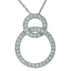 Platinum Plated Sterling Silver Cubic Zirconia Pave Connected Open 