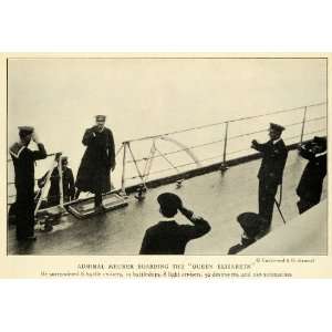 1919 Print Admiral Meurer Boarding Queen Elizabeth Ship Navy Naval WWI 