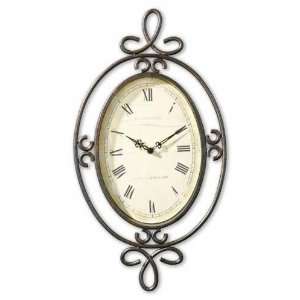  UT06722   Burnt Sienna Metal Wall Clock with Aged Ivory 