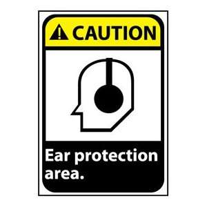 Caution Sign 14x10 Aluminum   Ear Protection Area  