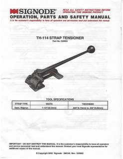 SIGNODE TH34 114 OPERATIONS AND PARTS MANUAL  