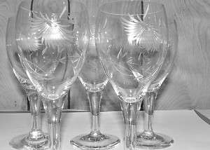 VINTAGE OLD CRYSTAL WATER WINE GLASSES SET OF 5 # 94  
