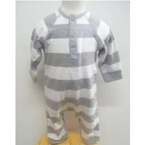  Petit Bateau Reversable grey Stripe polo Bodysuit Baby