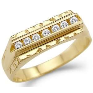 Size  4   Solid 14k Yellow Gold Mens Fashion Wedding Band 