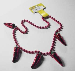 Fiesta Mardi Gras Beads Red Chili Peppers 36 Necklace  