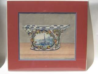   Double sided Watercolor Malicorne Faience Factory Archives  